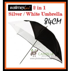 Walimex 2 in 1 Silver Reflex / Soft White Umbrella - 84CM